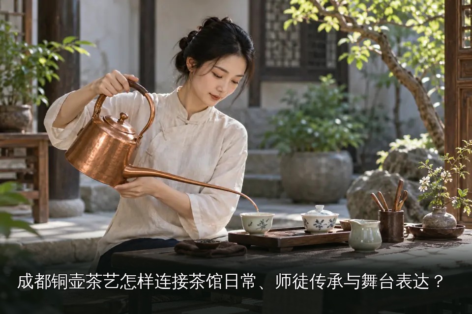 成年女性铜壶茶艺主题图